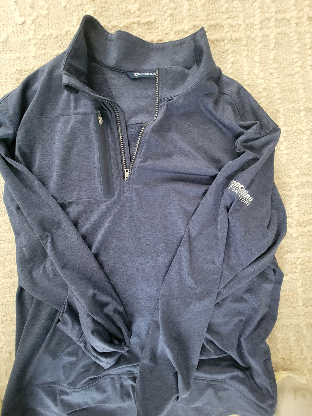 Cutter & Buck Heathered Navy Quarter-Zip Golf Pullover, XL